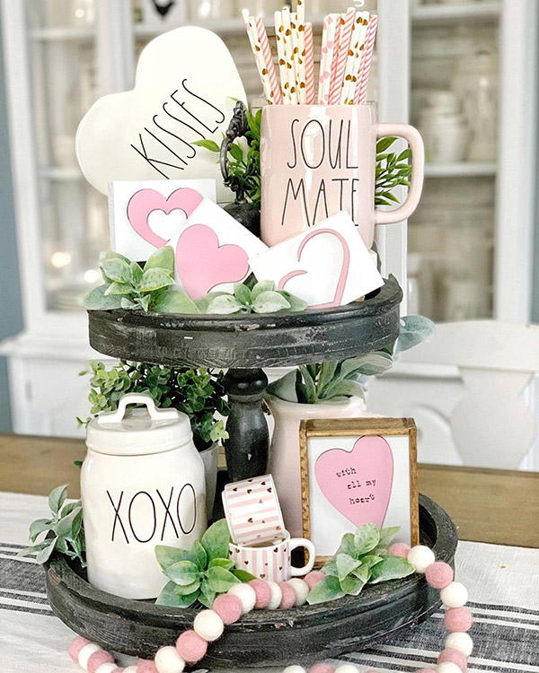 Rae Dunn Inspired Valentine's Day Tiered Tray