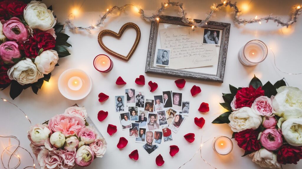 Romantic decorating ideas for Valentine’s Day featuring roses, candles, heart-shaped decor, and fairy lights, perfect for creating a love-filled ambiance at home.